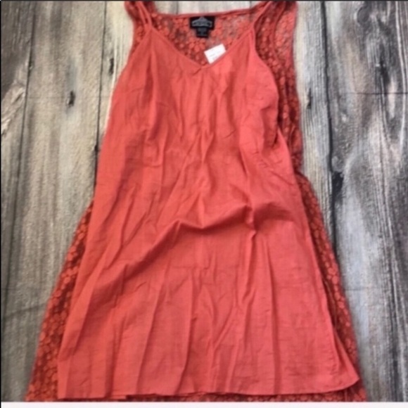 Dusty Coral color Lace look dress with sheath slip - Picture 5 of 7